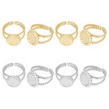 8Pcs 2 Colors 304 Stainless Steel Open Cuff Ring Settings, Oval, Golden & Stainless Steel Color, US Size 7(17.3mm), Tray: 15x13mm, 4Pcs/color