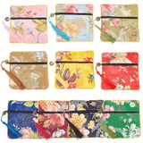 10Pcs 10 Colors Retro Square Cloth Zipper Pouches, with Tassel and Flower Pattern, Mixed Color, 11.5x11.5cm, 1pc/color