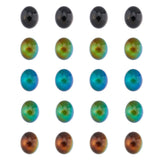 Translucent Glass Cabochons, Changing Color Mood Cabochons, Flat Oval, Black, 10.5x8.5x6mm, 40pcs/box