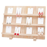 3-Tier Rectangle Wooden Earring Display Card Stands, Tabletop Earring Display Card Organizer Holder, Navajo White, Finish Product: 14x40x28.5cm