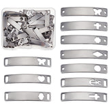 60Pcs 10 Styles 201 Stainless Steel Connector Charms, Curved Rectangle Links with Hollow Pattern, Mixed Shapes, Stainless Steel Color, 30x6x0.8mm, Hole: 1.4~4x1.4~2mm, 6pcs/style