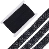 10 Yards Flat Cotton Lace Ribbon, Floral Lace Trim, for Sewing Decoration Craft, Black, 1-5/8~1-3/4 inch(42~43mm)