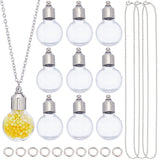 DIY Wish Bottle Necklace Making Kit, Including Glass Locket Pendants, 304 Stainless Steel Chain, Brass Jump Rings, Flat Round, 30Pcs/box, Pendant: 33x19x10mm, Hole: 1.8mm