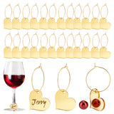 Heart Acrylic Wine Glass Charms, with Brass Hoop Earring Findings, Yellow, 48mm, 40pcs/set