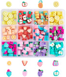 Handmade Polymer Clay Beads, Plant and Fruit, Mixed Color, 130x100x22mm, 180pcs/box