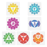 Chakra PET Hollow Out Drawing Painting Stencils, for DIY Scrapbook, Photo Album, Flower, 150x150mm, 7pcs/set