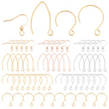 90Pcs 9 Style Ion Plating(IP) 304 Stainless Steel Earring Hooks, Ear Wire, with Horizontal Loop, Mixed Shape, Mixed Color, 16~26x14~19.5x3mm, Hole: 2~2.5mm, 21 Gauge, Pin: 0.7mm, 10pcs/style