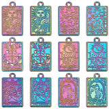 12Pcs 6 Style Rack Plating Rainbow Color Alloy Pendants, Cadmium Free & Nickel Free & Lead Free, Tarot Charms, 23.5x14.5x1.5mm, Hole: 1.8mm, 2pcs/style