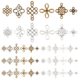 96Pcs 12 Styles Tibetan Style Alloy Connector Charms, for Jewerly Making, Mixed Shape Chinese Knot, Antique Bronze & Antique Silver, 10~31x10~23x1`3mm, Hole: 1.5~6mm, 8pcs/style