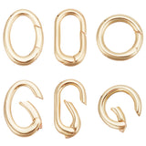 6 Pcs 3 Styles Rack Plating Brass Spring Gate Rings, Cadmium Free & Nickel Free & Lead Free, Long-Lasting Plated, Mixed Shape O Rings, Real 18K Gold Plated, 14~18x10~13x2.5~3mm, 9~10 Gauge, nner diameter: 10~13x8~10mm, 2pcs/style