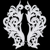 Leaf Shape Milk Silk Appliques, Sew on Patches, Costume Cheongsam Accessories, White, 225x90x1mm