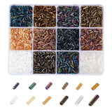 4806Pcs 12 Style Glass Bugle Beads, Iris, Mixed Color, 4~6x2mm, Hole: 1mm