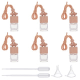 Glass Pendant Decorations, Empty Perfume Bottle, with Wooden Lid and Cotton Rope, Mini Transparent Plastic Funnel Hopper and Disposable Transfer Pipettes, Clear, 14pcs/box