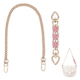 1Pc Curb Chain Bag Handle, and 1Pc Butterfly Alloy Enamel Bag Strap Extender, with Swivel Clasps, for Bag Straps Replacement Accessories, Pink, 16cm & 40.5cm