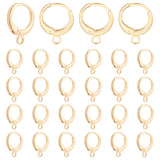 30Pcs Brass Huggie Hoop Earring Findings, with Loop, Ring, Real 18K Gold Plated, 12 Gauge, 15x11.5x2mm, Hole: 2mm, Pin: 0.8mm