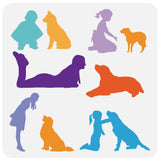 PET Hollow Out Drawing Painting Stencils, for DIY Scrapbook, Photo Album, Dog, 30x30cm