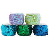 10 Yards 5 colors Sparkle Plastic Paillette Elastic Beads, Sequins Beads, Ornament Accessories, 5pcs Plastic Spools, Mixed Color, 3/4 inch(20mm)