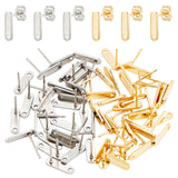 60Pcs 2 Colors 304 Stainless Steel Stud Earring Findings, with Holes and 201 Stainless Steel Ear Nuts/Earring Backs, Rectangle, Golden & Stainless Steel Color, 12x3.5mm, Hole: 1.4mm, Pin: 0.8mm, 30Pcs/color