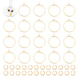80Pcs 316 Surgical Stainless Steel Hoop Earring Findings, Wine Glass Charms Rings, with 120Pcs 304 Stainless Steel Jump Rings, Golden, 21 Gauge, 24x20x0.7mm