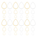 Brass Linking Rings, Teardrop, Golden & Silver, 74x72x17mm, 300pcs/box