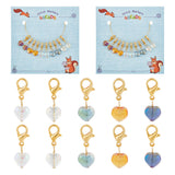 Heart Pendant Stitch Markers, Electroplate Glass Crochet Lobster Clasp Charms, Locking Stitch Marker with Wine Glass Charm Ring, Mixed Color, 2.2cm, 5 colors, 2pcs/color, 10pcs/set, 2 sets/box