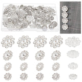 80Pcs 4 Style Alloy Rhinestone Shank Buttons, 1-Hole, Flower, Crystal, Platinum, 10~18.5x6.5~9.5mm, Hole: 1.5~2mm, 20pcs/style