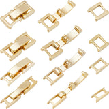 12Pcs 4 Styles Eco-Friendly Brass Watch Band Clasps, Long-Lasting Plated, Real 24K Gold Plated, 15~17x3.5~7.5x4mm, 3pcs/style