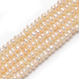 1 Strand Natural Cultured Freshwater Pearl Beads Strands, Two Sides Polished, Creamy White, 3~4mm, Hole: 0.8mm,  about 110pcs/strand, 13.6 inch