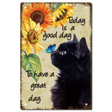 Vintage Metal Iron Tin Sign Poster, Wall Decor for Bars, Restaurants, Cafes Pubs, Vertical Rectangle, Cat Pattern, 300x200x0.5mm