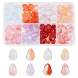 120pcs 8 colors Handmade Lampwork Charms, Teardrop, Mixed Color, 12x8mm, Hole: 1.2mm, 15pcs/color