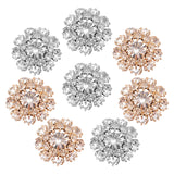 8Pcs 2 Colors Brass Shank Buttons, with Rhinestone, 1-Hole, Flower, Crystal, 22x22x9mm, Hole: 1.2mm, 4pcs/color