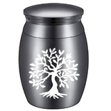 Alloy Cremation Urn Kit, with Disposable Flatware Spoons, Silver Polishing Cloth, Velvet Packing Pouches, Tree of Life Pattern, 40.5x30mm, 1pc