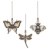 Insect Theme Tibetan Style Alloy Ceiling Fan Pull Chain Extenders, with Iron Ball Chain, Butterfly, Dragonfly & Bees, Antique Bronze, 364~376mm, 3 style, 2pcs/style, 6pcs/set