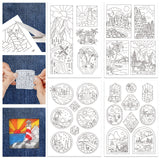 4 Sheets 11.6x8.2 Inch Stick and Stitch Embroidery Patterns, Non-woven Fabrics Water Soluble Embroidery Stabilizers, Mixed Shapes, 297x210mmm