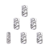 Tibetan Style Alloy Rectangle Pendants, with Words Find Joy in the Journey, Antique Silver, 21x10.5x2mm, Hole: 2mm, 80pcs/box