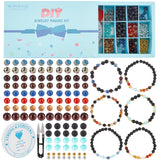 DIY Stretch Bracelets Making Kits, Including Gemstone Beads, 100Pcs 2 Colors Iron Spacer Beads, 1 Roll Elastic Crystal Thread and 1Pc Steel Scissors, Mixed Color, 6mm, Hole: 0.8mm