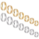 14Pcs 14 Style 201 Stainless Steel Plain Band Ring for Men Women, Golden & Stainless Steel Color, Inner Diameter: US Size 5 3/4~13(16.3~22.2mm), 1Pc/style