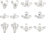 12Pcs 6 Style Sew on Rhinestone, Glass Cabochons(Hot Melt Adhesive On The Back), with Iron Prong Settings, Garments Accessories, Mixed Shapes, Crystal, 15x26x6mm, Hole: 1mm, 2pcs/style