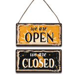 Natural Wood Hanging Wall Decorations, with Jute Twine, Rectangle with Word COME IN WE ARE OPEN & SORRY WE ARE CLOSED, Word, 15x30x0.5cm