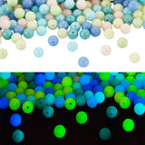 180Pcs 6 Colors Round Glass Beads Strand, Luminous Glow in the Dark, Mixed Color, 6mm, Hole: 0.5mm, 30Pcs/color