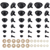 100 Sets 5 Styles Plastic Safety Noses, Craft Nose, with Gasket, for DIY Doll Toys Puppet Plush Animal Making, with 20Pcs Resin Washer and 20Pcs Safety Noses, Black, 9.5~30.5x12.5~30x10.5~23mm