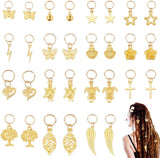 Hair Braid Rings Set, Hair Jewelry Rings, Include Alloy Pendants & Jump Rings, for Hair Styling, Bell & Shell & Tortoise, Golden, 2.3~4.1cm, 30pcs/box