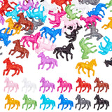 48Pcs 12 colors Opaque Acrylic Pendants, Horse, Mixed Color, 41x42x13mm, Hole: 3.5x4mm, 4pcs/color