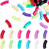 72Pcs 12 Colors Opaque Acrylic Beads, Curved Tube, Mixed Color, 36x13.5x11.5mm, Hole: 4mm, 6pcs/color