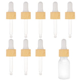 Straight Glass Eye Droppers, with Rubber Extrusion Head and Wood Grain Pattern Plastic Dust Cap, for Refillable Dropper Bottles, Yellow, Finished: 7.6x2.1cm, Capacity: 10ml(0.34fl. oz)