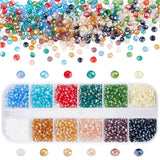 Electroplate Glass Faceted Rondelle Beads, Mixed Color, 3x2mm, Hole: 0.5~1mm, about 150~180pcs/compartment, about 1800~2160pcs/box