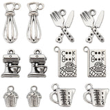 84Pcs 6 Style Tibetan Style Alloy Pendants, Cadmium Free & Nickel Free & Lead Free, Mixed Shape, Antique Silver, 13.5~23.5x9.5~14.5x1.5~4mm, Hole: 1.2~2mm, about 14pcs/style