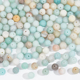 4 Strands Natural Flower Amazonite Beads Strands, Frosted, Round, 8mm, Hole: 1mm, about 48pcs/strand, 15.9 inch(40.5cm)