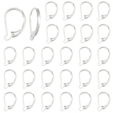 30Pcs Brass Leverback Earring Findings, 925 Sterling Silver Plated, 15.5x10x1.5mm, Pin: 0.7mm