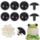 20 Sets Plastic Craft Eyes for Doll Making, with Spacer, Half Round, Black, 40x30mm